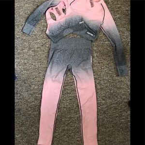 3 piece Gymshark pink seamless ombré set